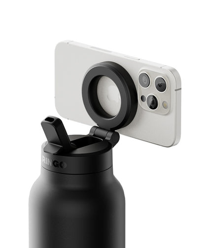 Détail du support MagSafe sur la gourde Ringo Pro noire