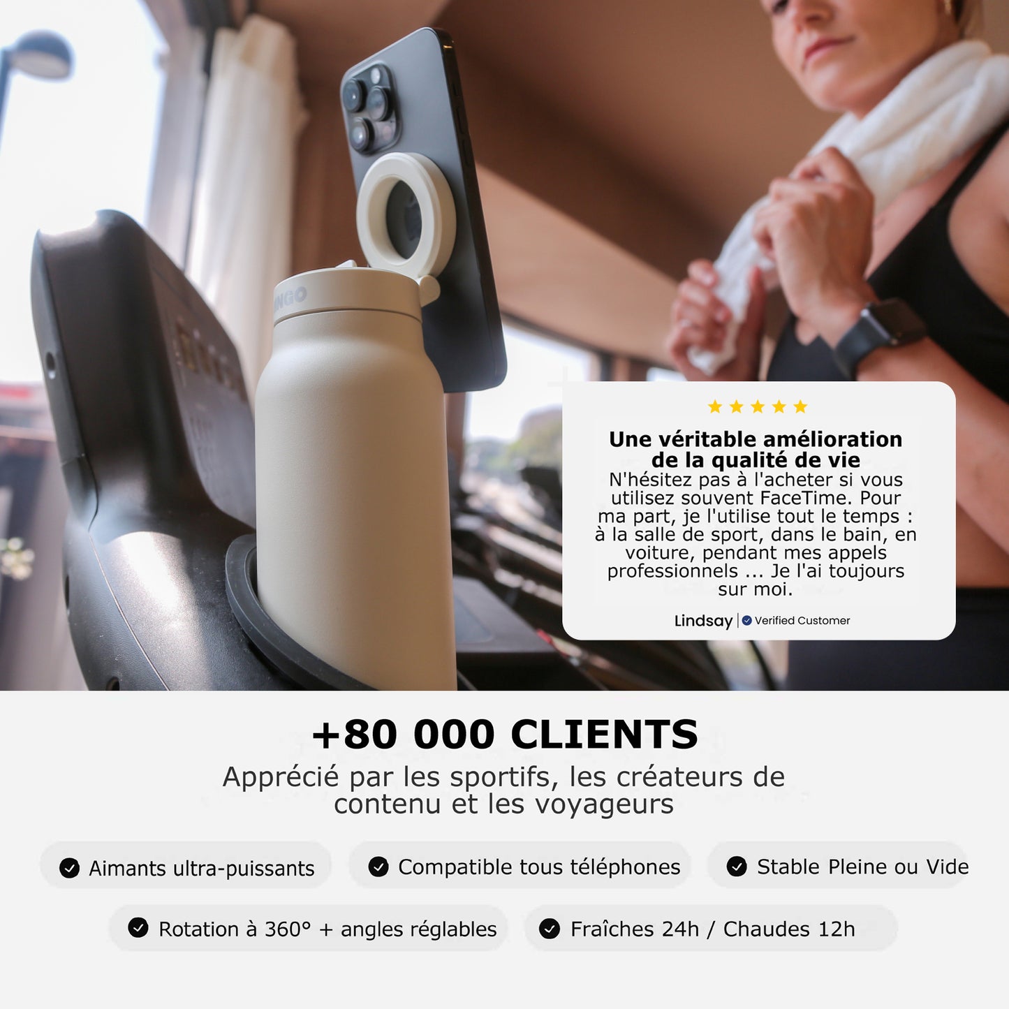 Création de contenu avec la gourde MagSafe Ringo Pro beige