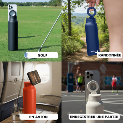 Gourde porte-téléphone Ringo Pro beige à la salle de sport