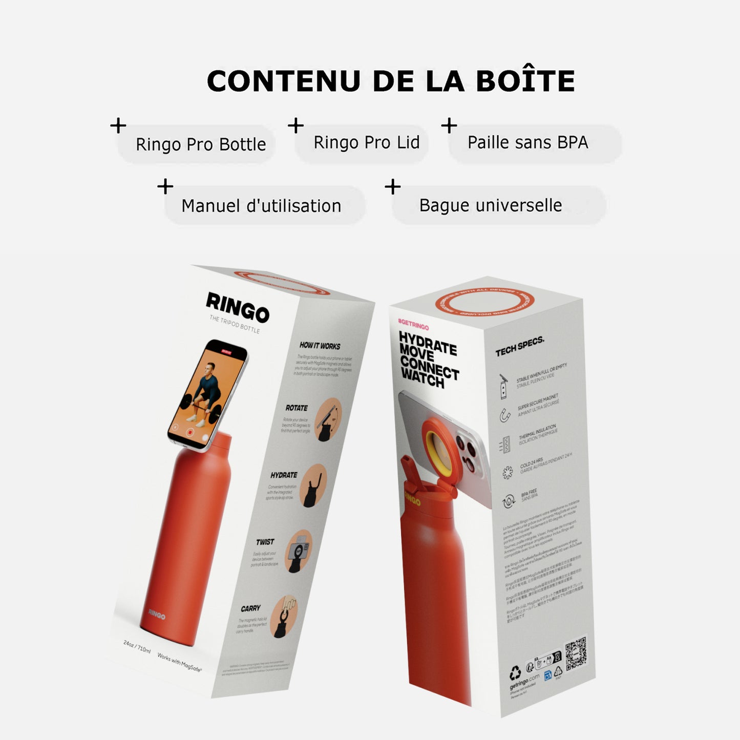 Création de contenu avec la gourde MagSafe Ringo Pro orange