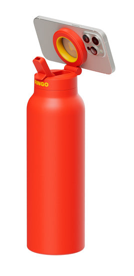 Bouteille MagSafe Ringo Pro orange 710 ml avec téléphone fixé